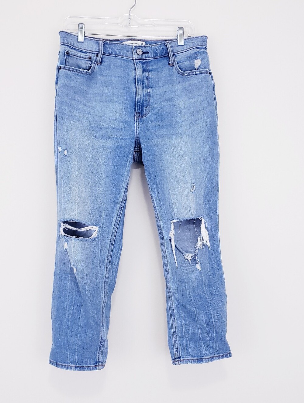 Abercrombie & Fitch Light Blue Distressed Cropped Jeans High Rise Skinny 8 29
